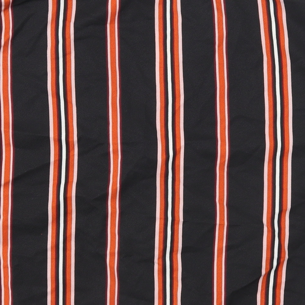 New Look Womens Black Striped Polyester Basic Blouse Size 12 V-Neck - Cropped