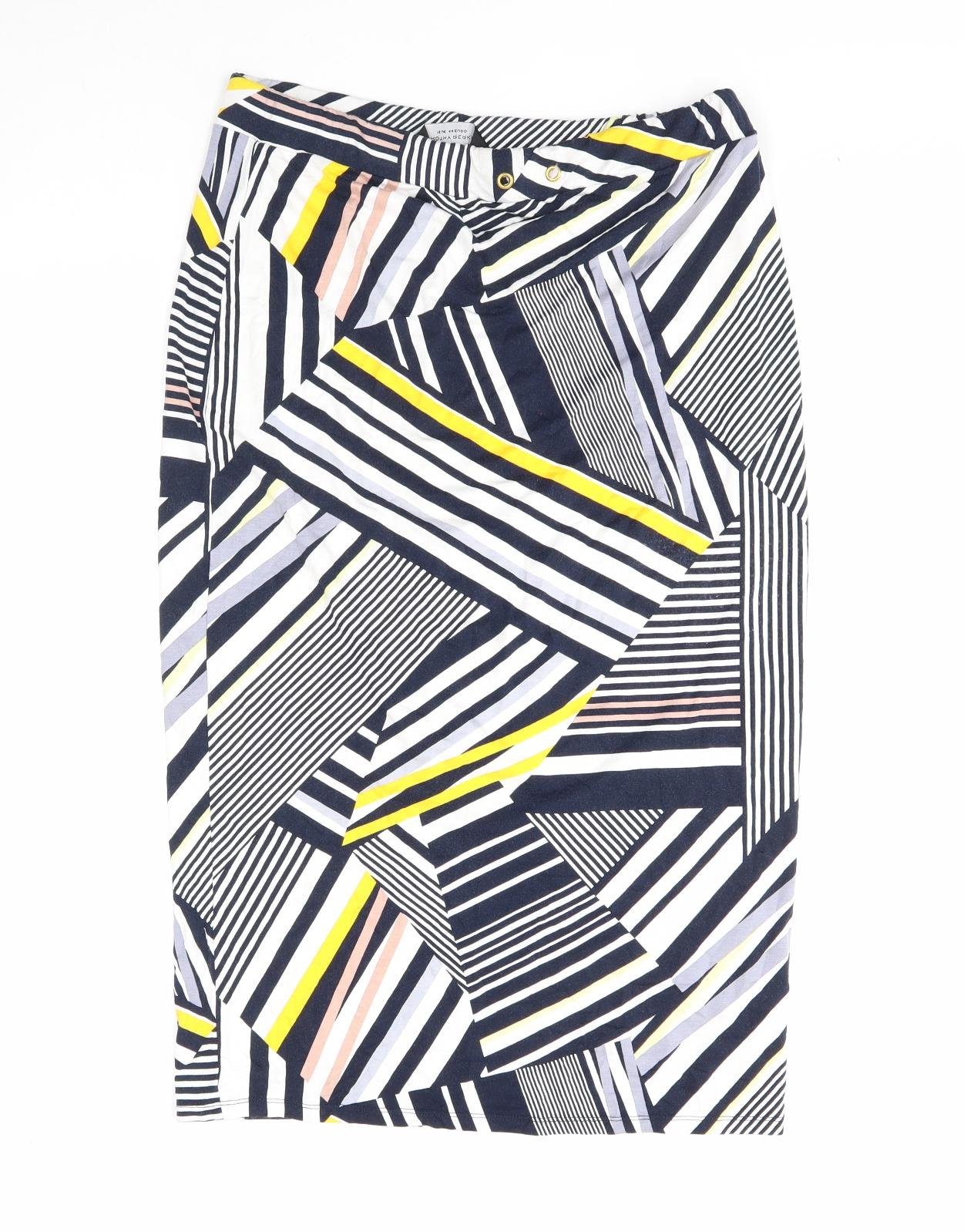 Dorothy Perkins Womens Multicoloured Geometric Viscose Straight & Pencil Skirt Size 16
