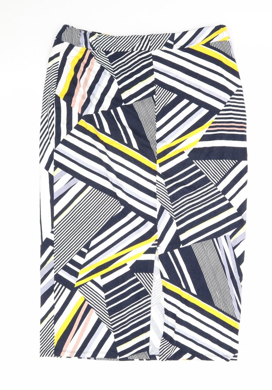 Dorothy Perkins Womens Multicoloured Geometric Viscose Straight & Pencil Skirt Size 16