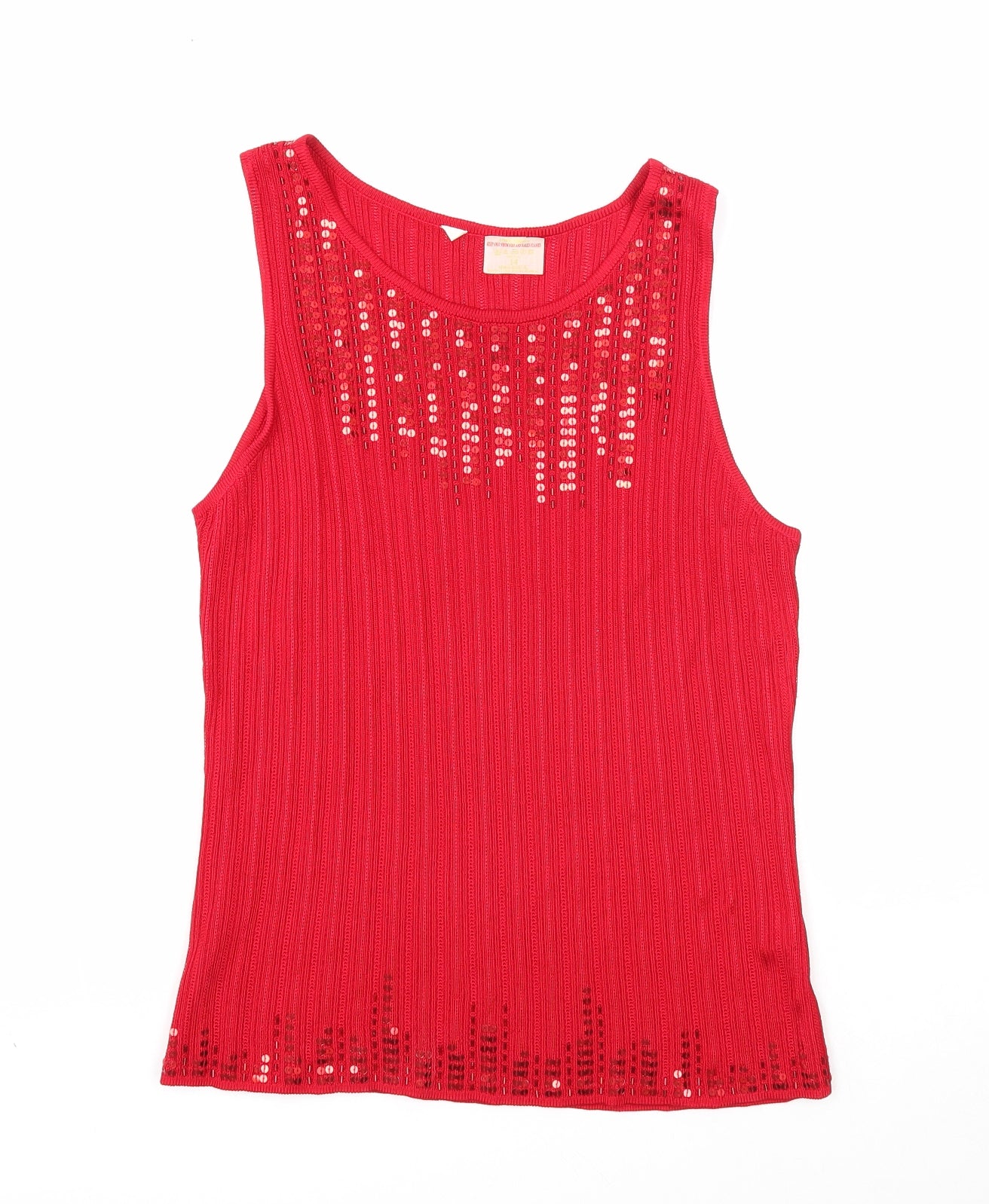 Preworn Womens Red Viscose Basic Tank Size 14 Scoop Neck