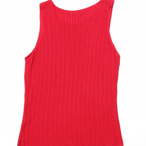 Preworn Womens Red Viscose Basic Tank Size 14 Scoop Neck