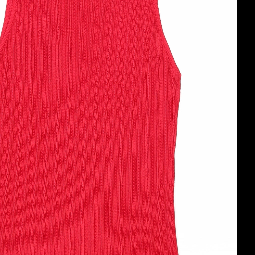 Preworn Womens Red Viscose Basic Tank Size 14 Scoop Neck
