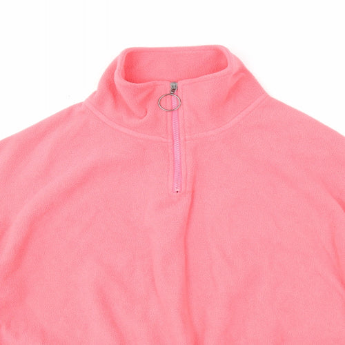 Brave Soul Womens Pink Polyester Pullover Sweatshirt Size M Zip - Cropped