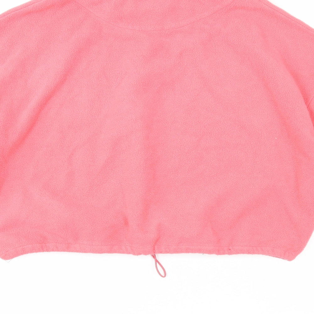 Brave Soul Womens Pink Polyester Pullover Sweatshirt Size M Zip - Cropped
