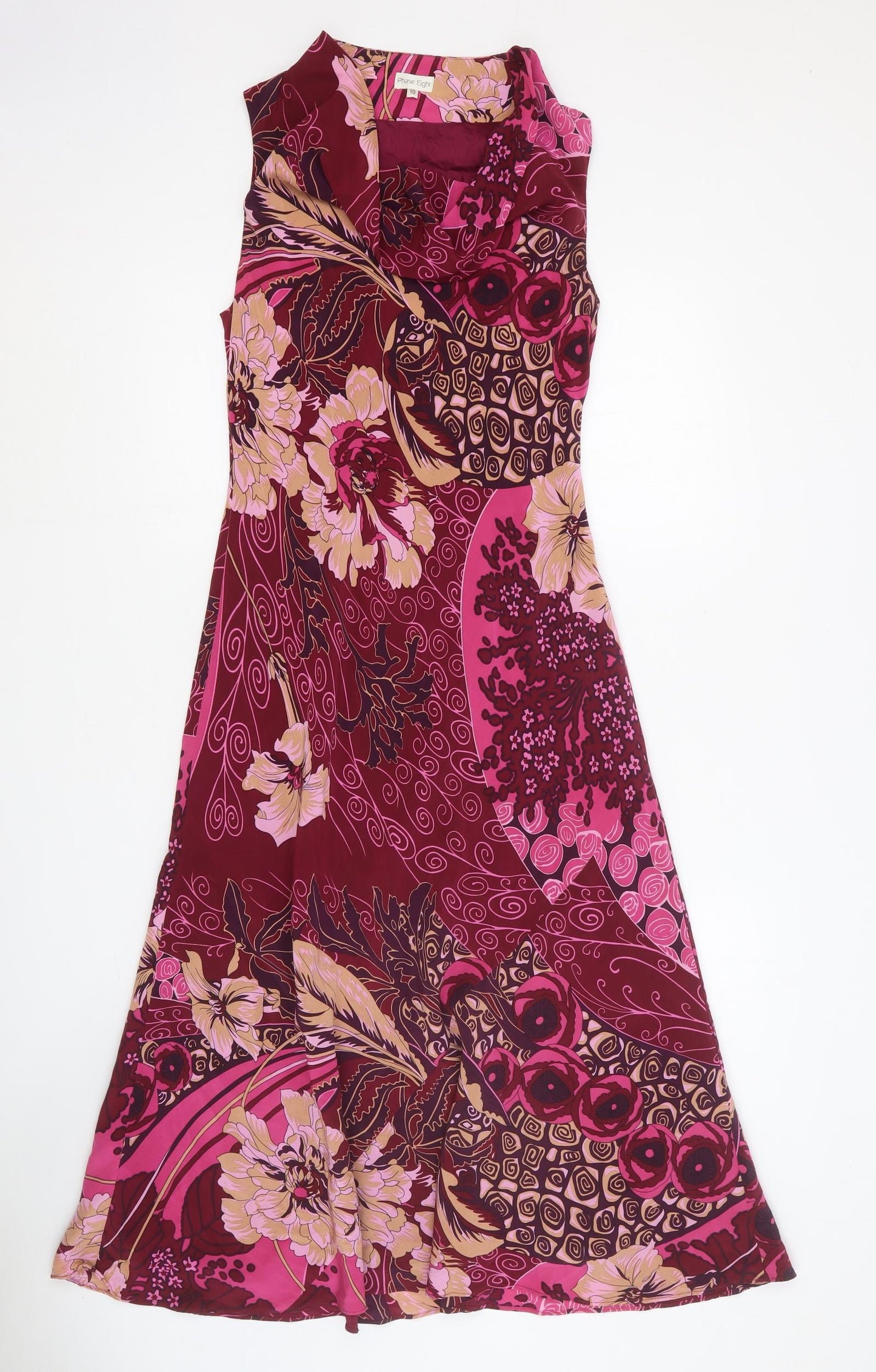 Phase Eight Womens Multicoloured Geometric Polyester Fit & Flare Size 10 Cowl Neck Pullover