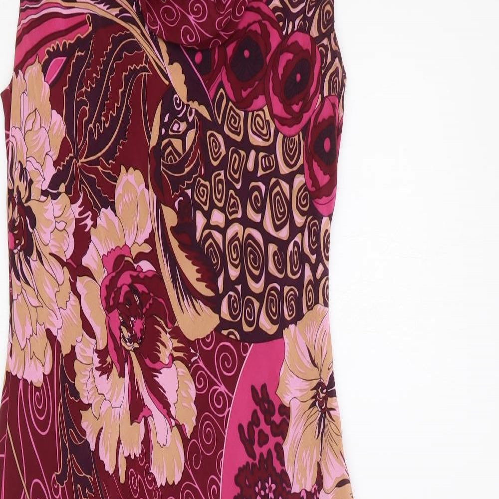 Phase Eight Womens Multicoloured Geometric Polyester Fit & Flare Size 10 Cowl Neck Pullover