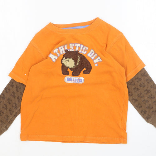 Carter's Boys Orange Cotton Basic T-Shirt Size 4 Years Round Neck Pullover