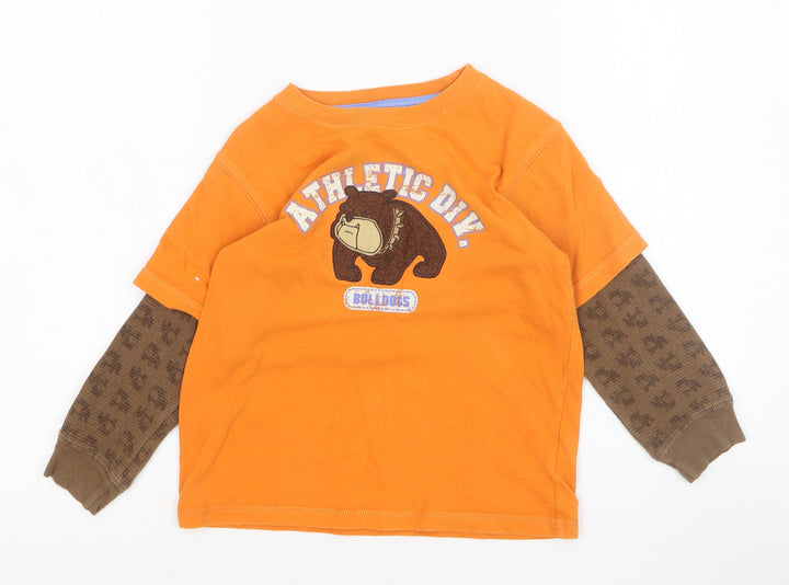 Carter's Boys Orange Cotton Basic T-Shirt Size 4 Years Round Neck Pullover