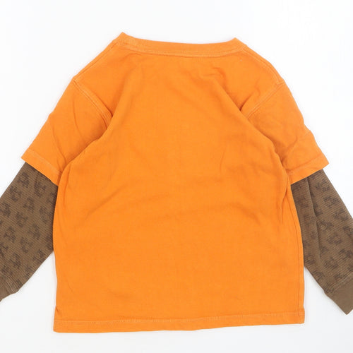 Carter's Boys Orange Cotton Basic T-Shirt Size 4 Years Round Neck Pullover
