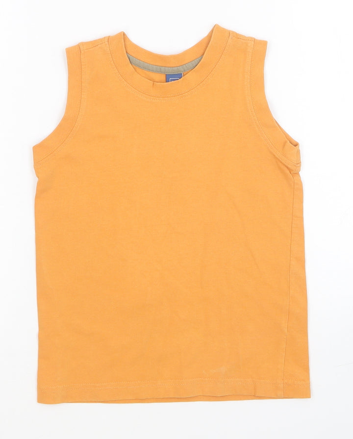 TU Boys Orange Cotton Basic Tank Size 5 Years Round Neck Pullover