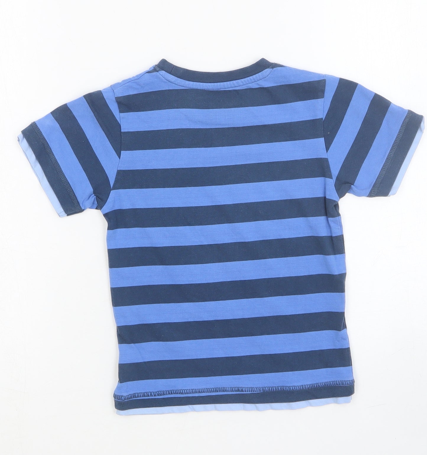 TU Boys Blue Striped Cotton Basic T-Shirt Size 3-4 Years Round Neck Pullover - Little Car