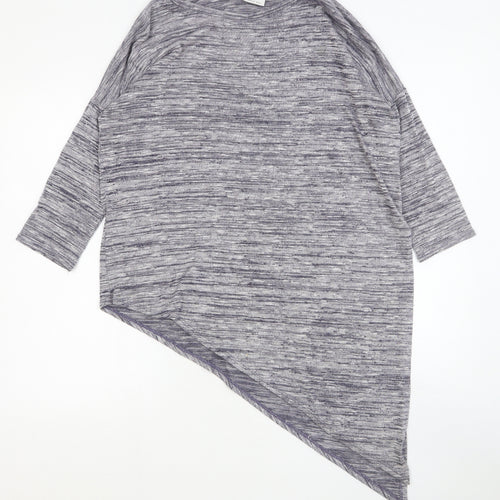 Wallis Womens Grey Round Neck Cotton Pullover Jumper Size S - Asymmetric