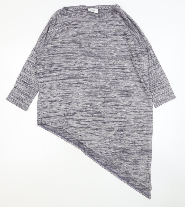Wallis Womens Grey Round Neck Cotton Pullover Jumper Size S - Asymmetric
