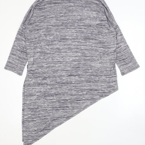 Wallis Womens Grey Round Neck Cotton Pullover Jumper Size S - Asymmetric