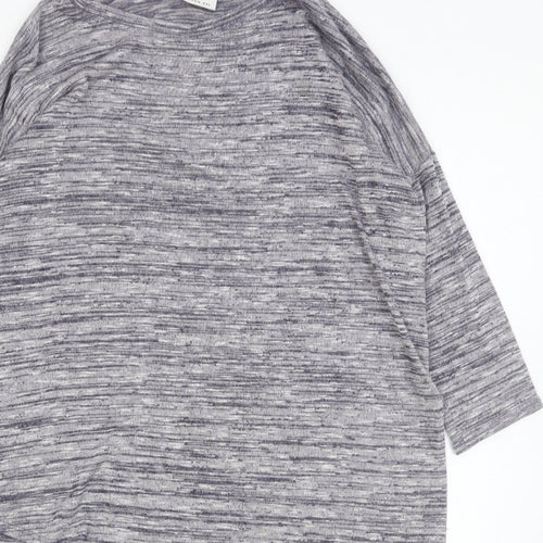 Wallis Womens Grey Round Neck Cotton Pullover Jumper Size S - Asymmetric