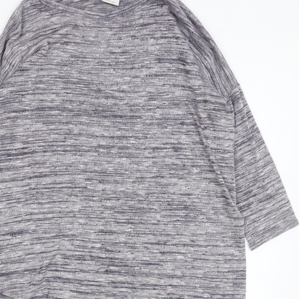 Wallis Womens Grey Round Neck Cotton Pullover Jumper Size S - Asymmetric