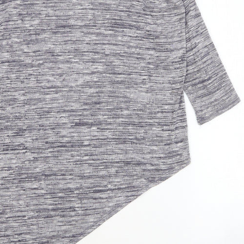 Wallis Womens Grey Round Neck Cotton Pullover Jumper Size S - Asymmetric