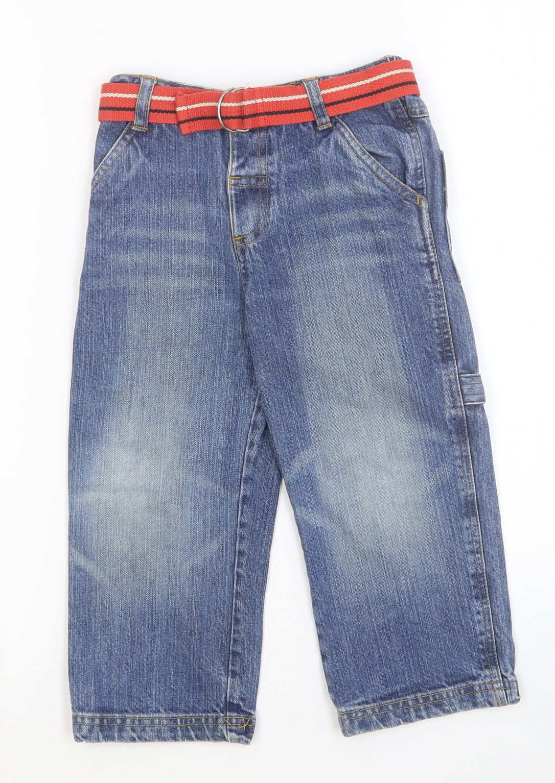 M&Co Boys Blue Cotton Straight Jeans Size 3-4 Years Regular Button