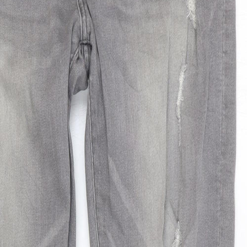Preworn Womens Grey Cotton Skinny Jeans Size 32 in Regular Button