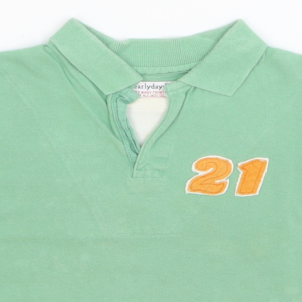 Early Days Boys Green Cotton Basic Polo Size 18-24 Months Collared Pullover