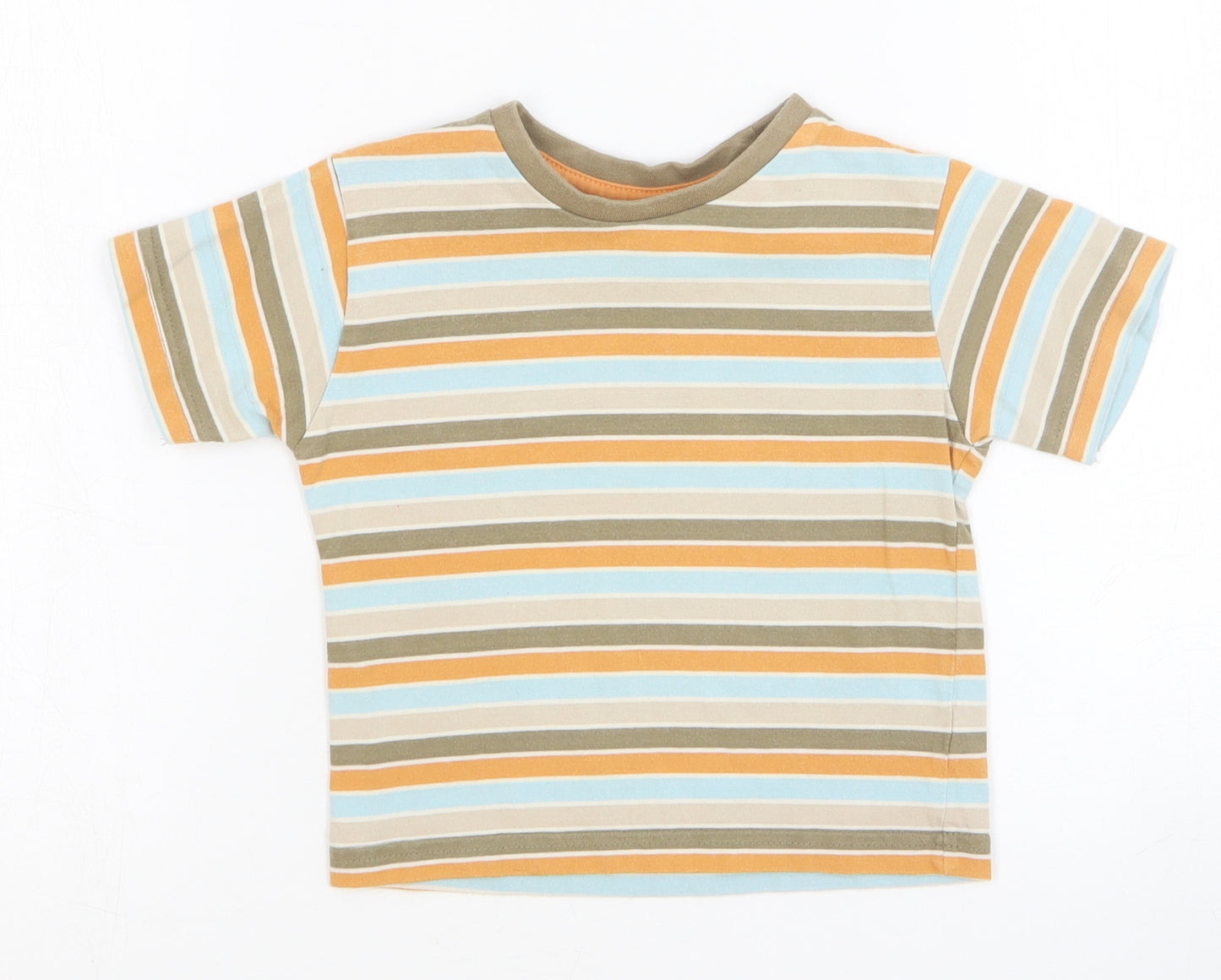 TU Boys Multicoloured Striped Cotton Basic T-Shirt Size 12-18 Months Round Neck Pullover