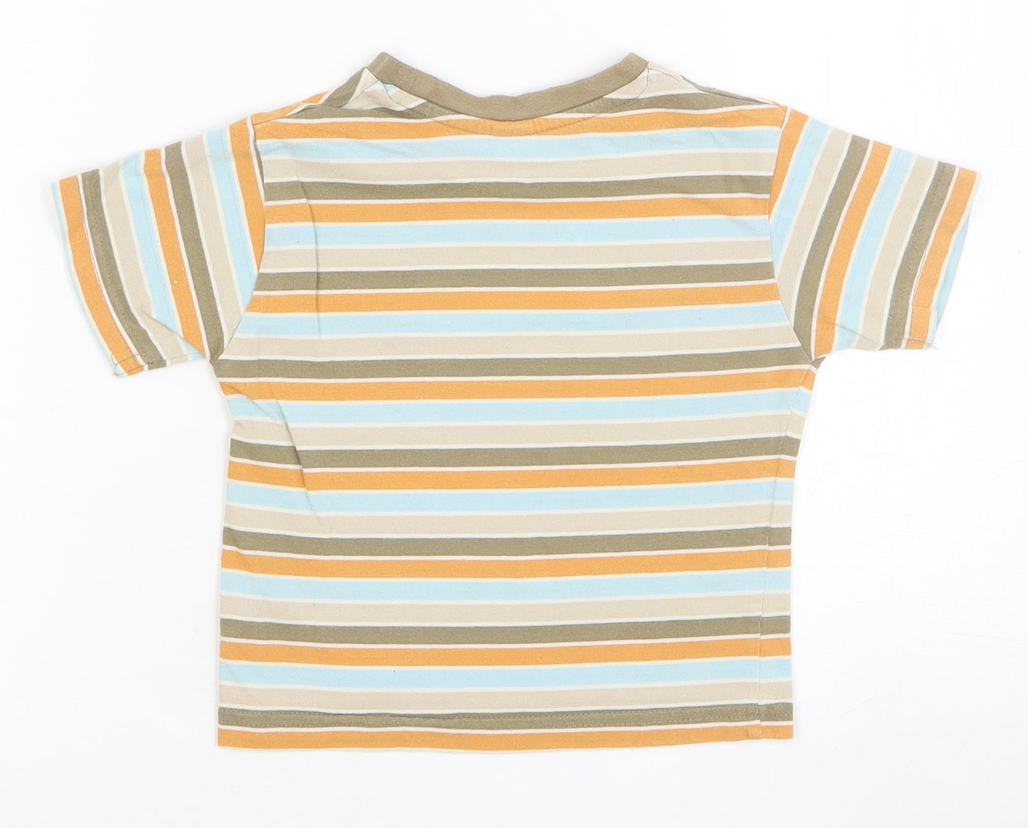 TU Boys Multicoloured Striped Cotton Basic T-Shirt Size 12-18 Months Round Neck Pullover