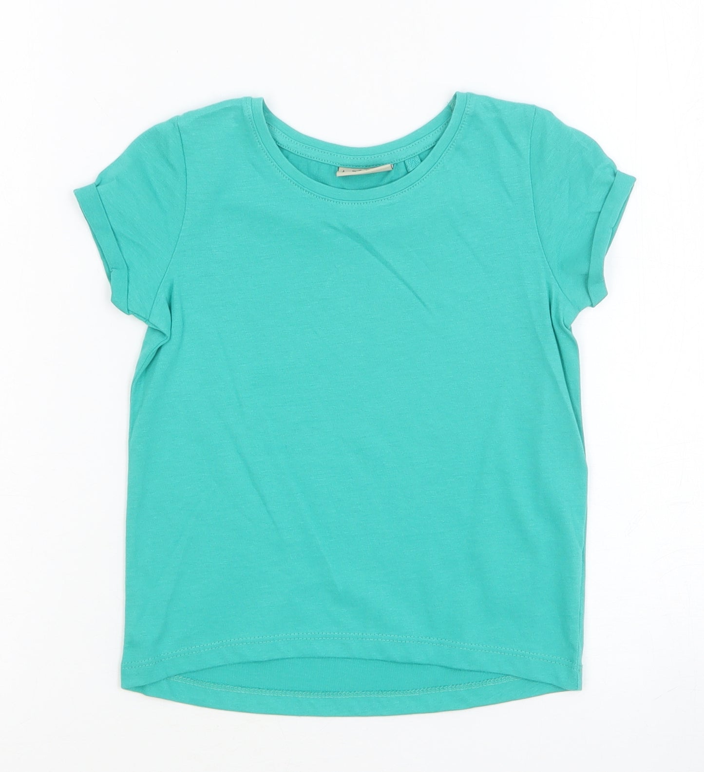 NEXT Girls Green Cotton Basic T-Shirt Size 2-3 Years Round Neck Pullover