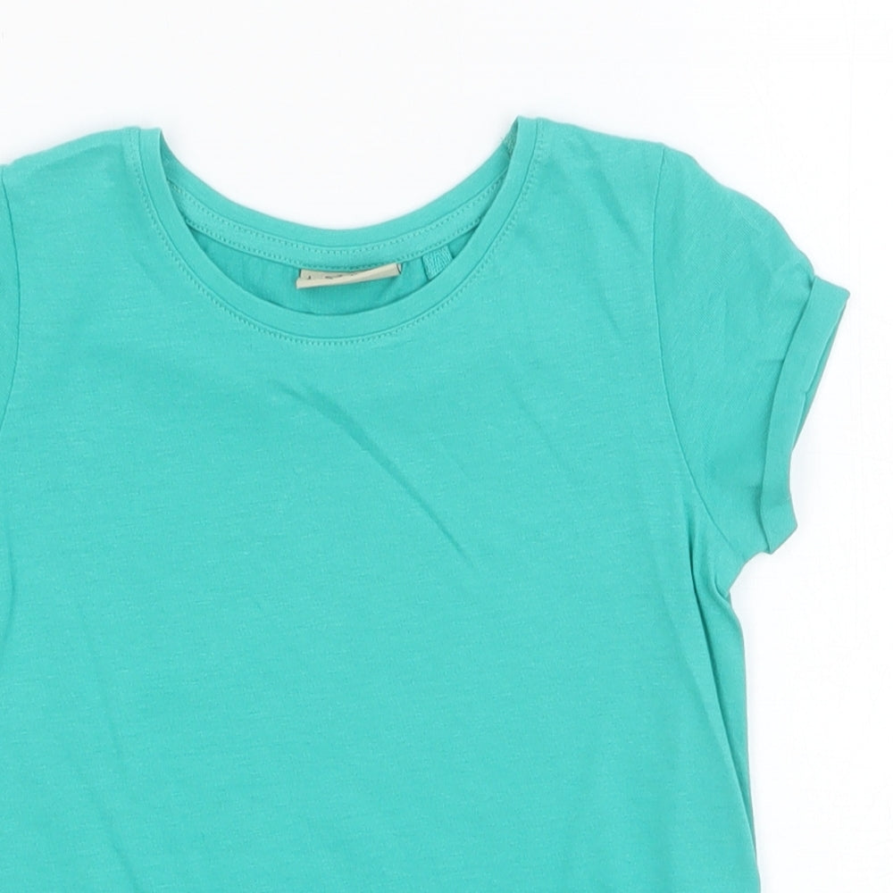 NEXT Girls Green Cotton Basic T-Shirt Size 2-3 Years Round Neck Pullover