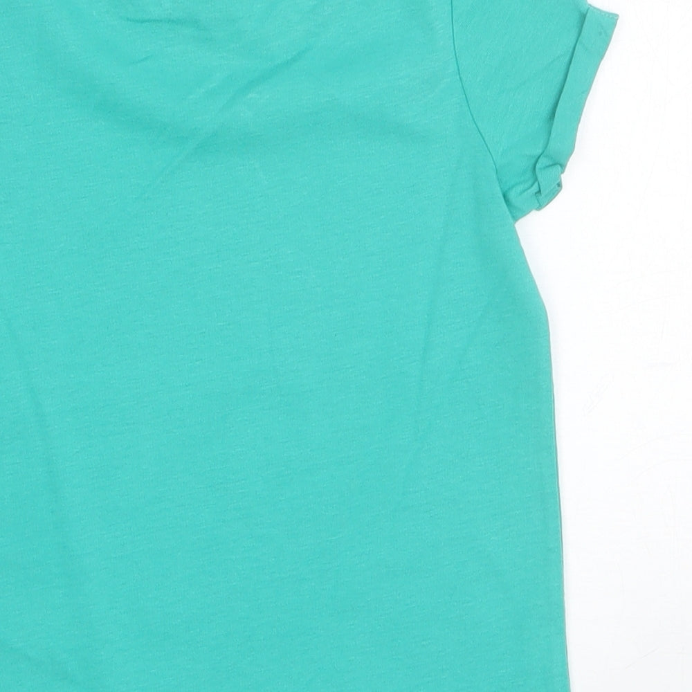 NEXT Girls Green Cotton Basic T-Shirt Size 2-3 Years Round Neck Pullover