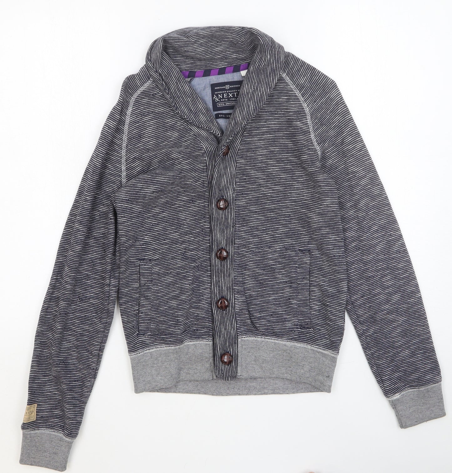 NEXT Boys Grey V-Neck Cotton Cardigan Jumper Size 11 Years Button