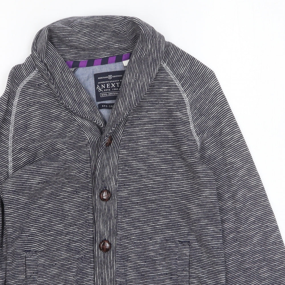 NEXT Boys Grey V-Neck Cotton Cardigan Jumper Size 11 Years Button