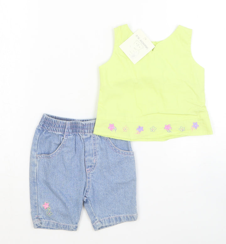 Babies R Us Girls Yellow Cotton Trousers Set Outfit/Set Size 3-6 Months Pullover