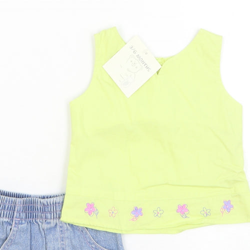 Babies R Us Girls Yellow Cotton Trousers Set Outfit/Set Size 3-6 Months Pullover