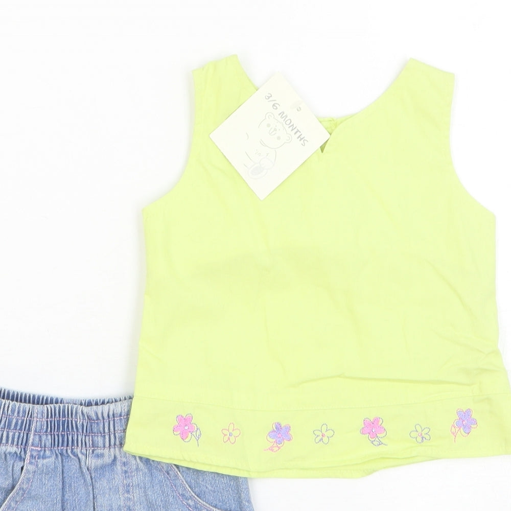 Babies R Us Girls Yellow Cotton Trousers Set Outfit/Set Size 3-6 Months Pullover