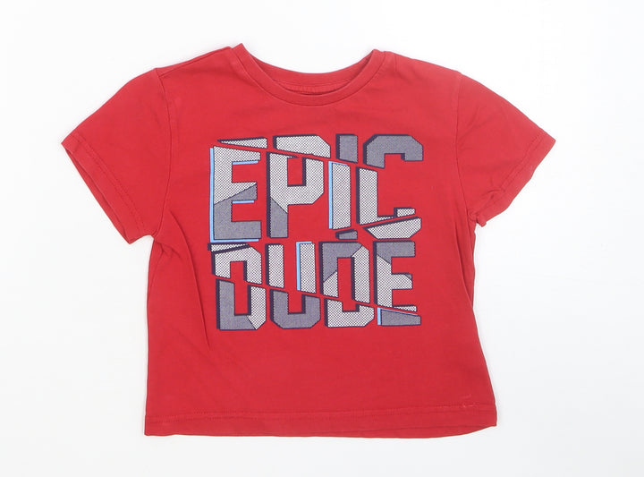 Primark Boys Red Cotton Basic T-Shirt Size 2-3 Years Round Neck Pullover - Epic Dude