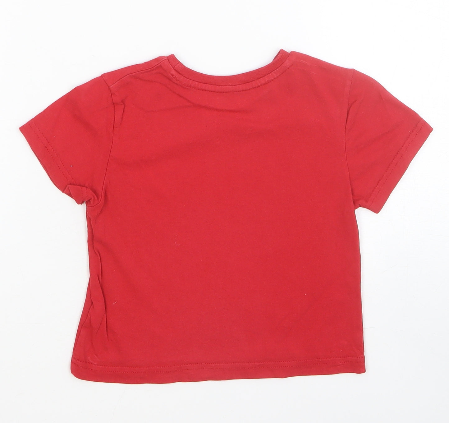 Primark Boys Red Cotton Basic T-Shirt Size 2-3 Years Round Neck Pullover - Epic Dude