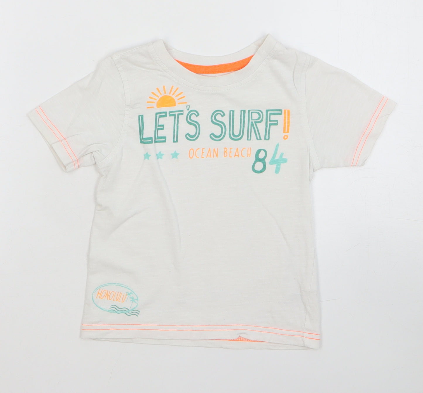 George Boys White Cotton Basic T-Shirt Size 2-3 Years Round Neck Pullover - Let's Surf!