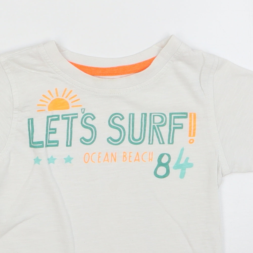 George Boys White Cotton Basic T-Shirt Size 2-3 Years Round Neck Pullover - Let's Surf!