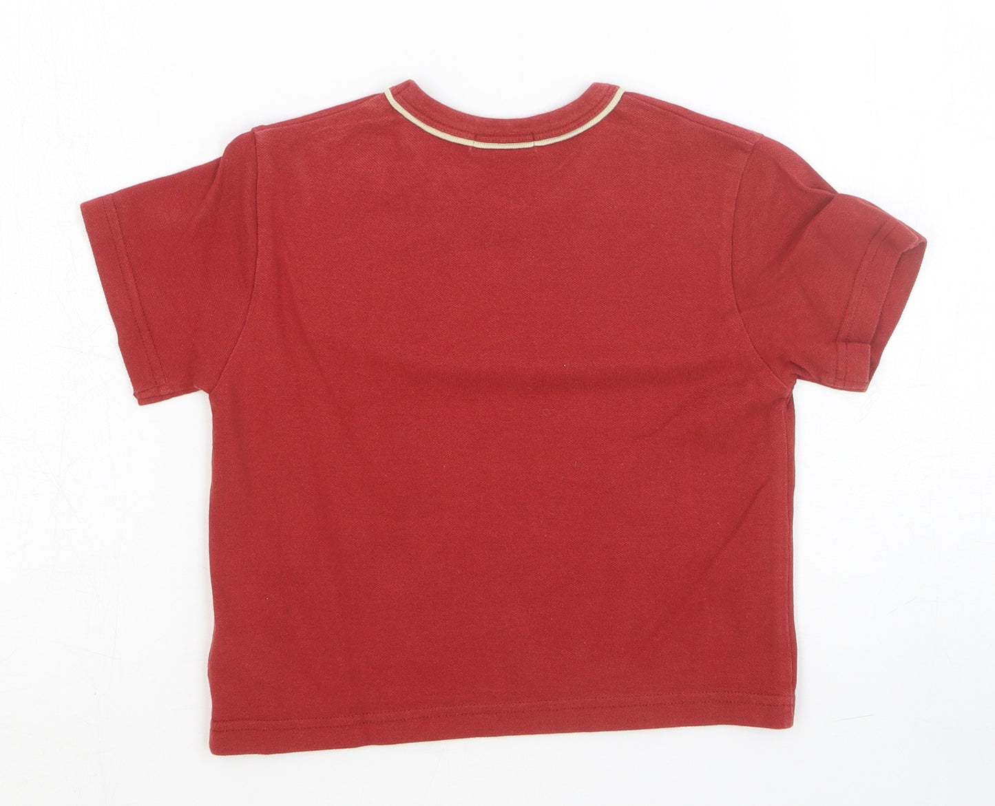 George Boys Red Cotton Basic T-Shirt Size 2-3 Years V-Neck Pullover