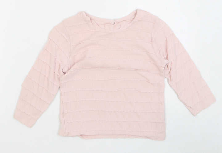 Matalan Girls Orange Striped Cotton Basic T-Shirt Size 18-24 Months Round Neck Pullover