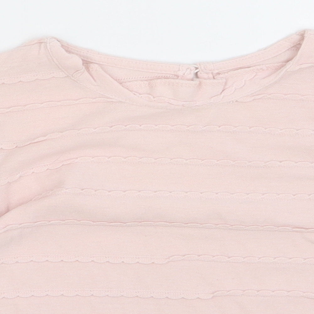 Matalan Girls Orange Striped Cotton Basic T-Shirt Size 18-24 Months Round Neck Pullover