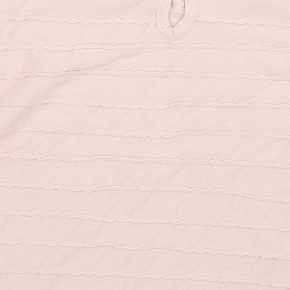 Matalan Girls Orange Striped Cotton Basic T-Shirt Size 18-24 Months Round Neck Pullover