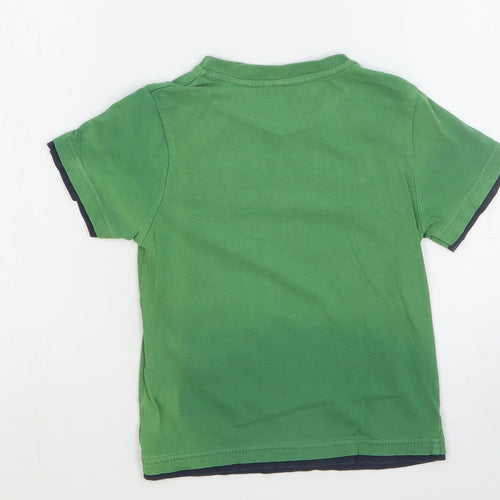 TU Boys Green Cotton Basic T-Shirt Size 4-5 Years Round Neck Pullover - Daddy's Little Monster