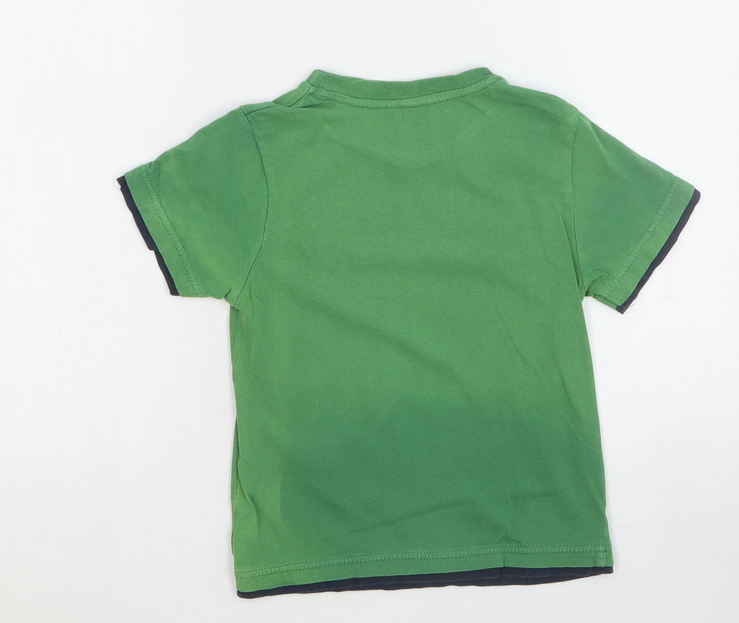 TU Boys Green Cotton Basic T-Shirt Size 4-5 Years Round Neck Pullover - Daddy's Little Monster