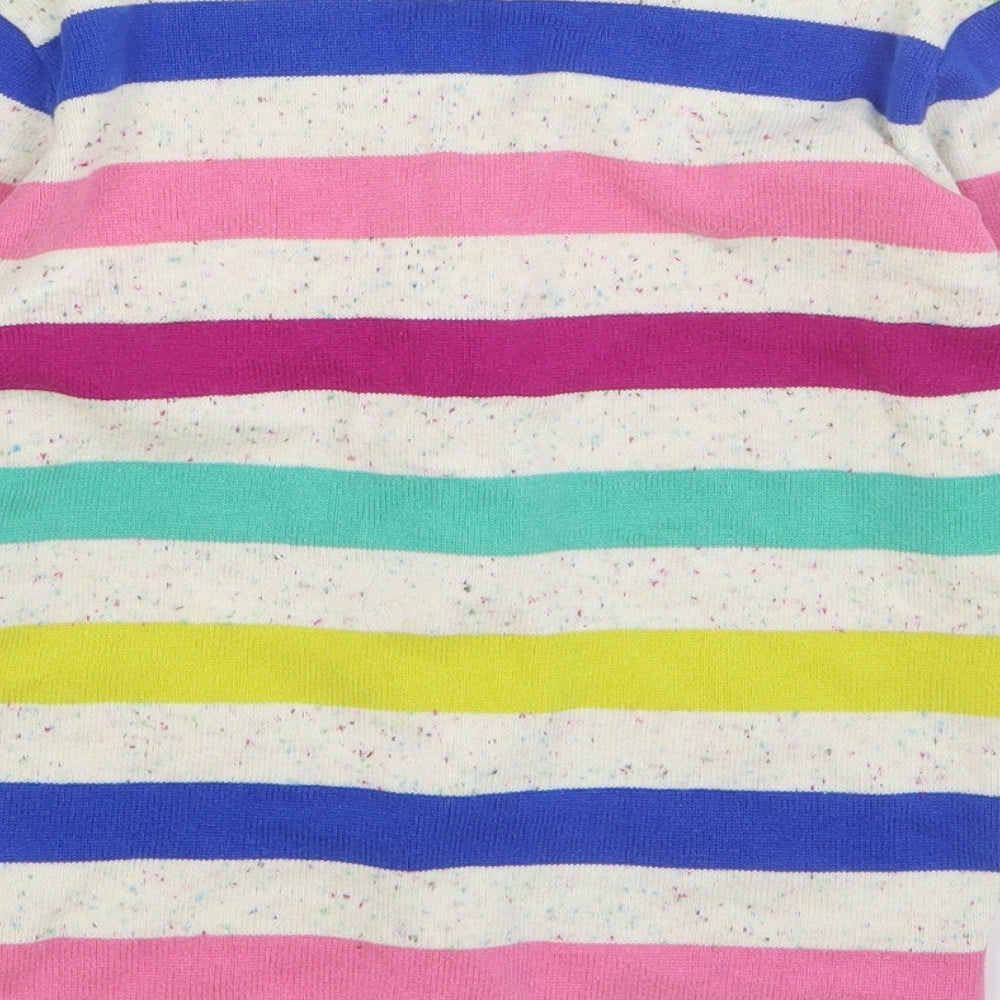 Nutmeg Girls Multicoloured V-Neck Striped Cotton Cardigan Jumper Size 6-7 Years Button