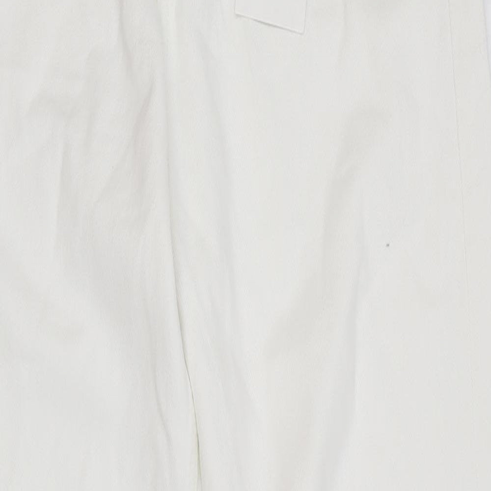 Zara Womens White Cotton Straight Jeans Size 8 Relaxed Button