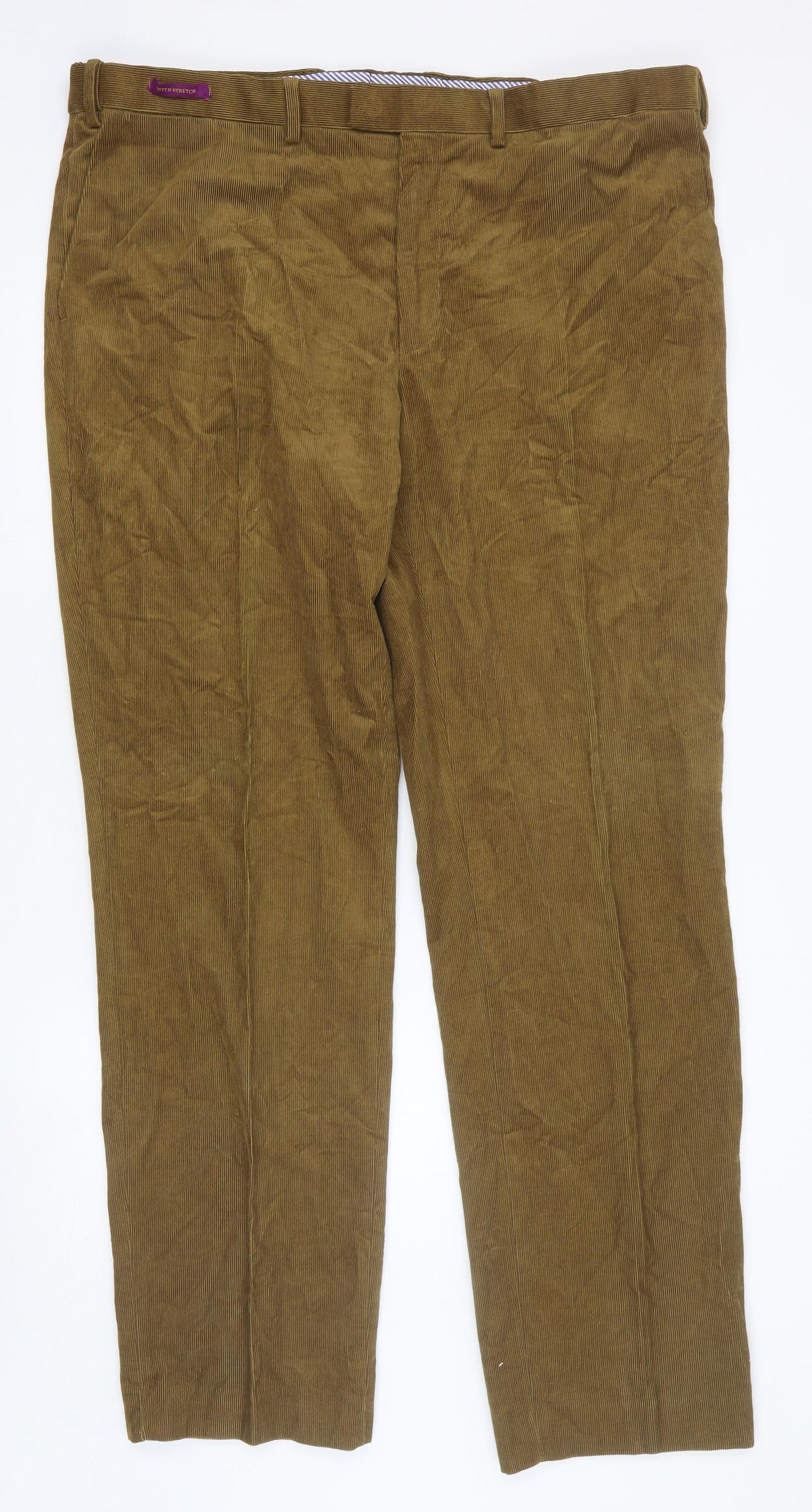 Marks and Spencer Mens Brown Cotton Trousers Size 40 in Regular Button