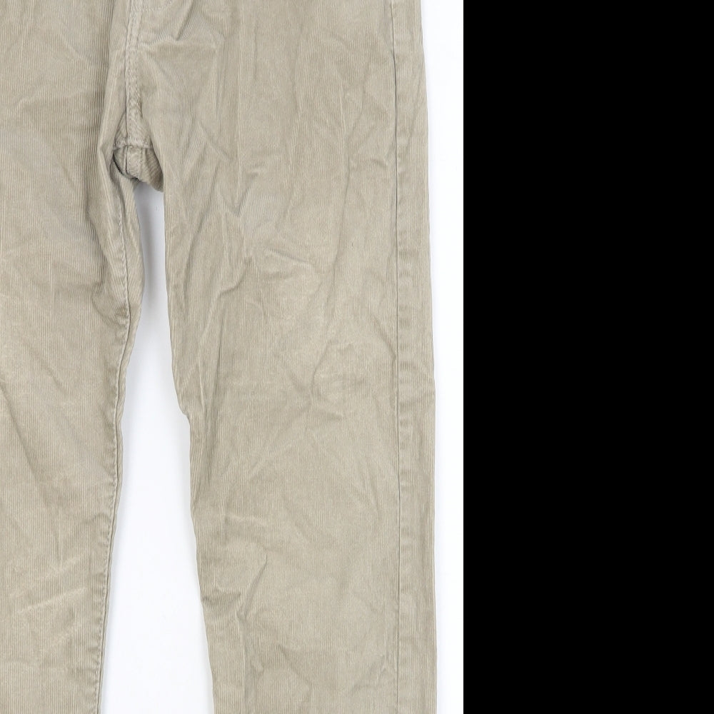 Marks and Spencer Mens Beige Cotton Trousers Size 34 in Regular Button