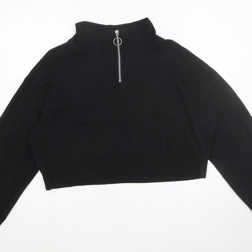 Divided Womens Black Chlorofibre Pullover Sweatshirt Size S Zip