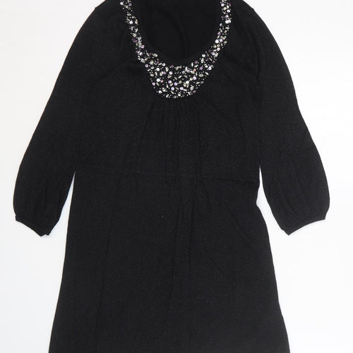 Marks and Spencer Womens Black Cotton A-Line Size 10 Scoop Neck Pullover